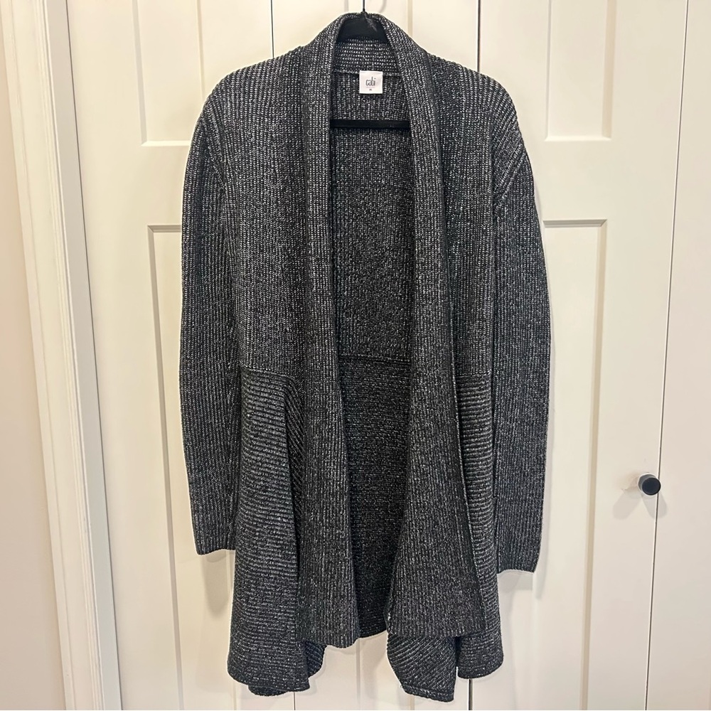 Anthropologie CAbi Charcoal Ribbed Open-Front Cardigan - Medium